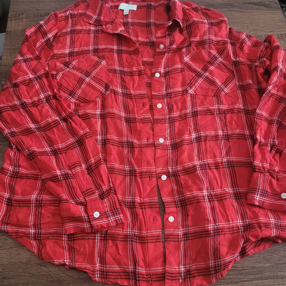 Lucky Brand Red Plaid Button Down Shirt